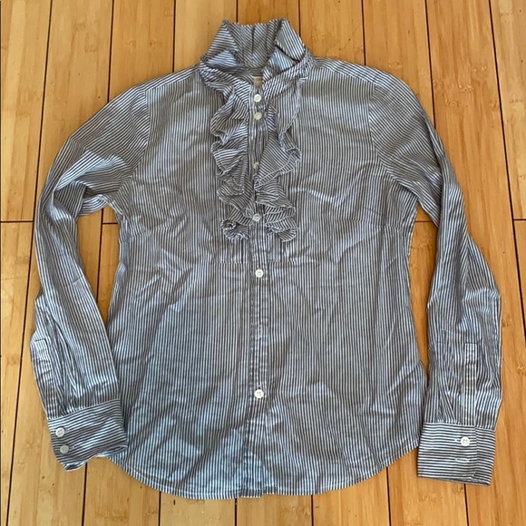 J. Crew Tops - Ruffle front collared shirt